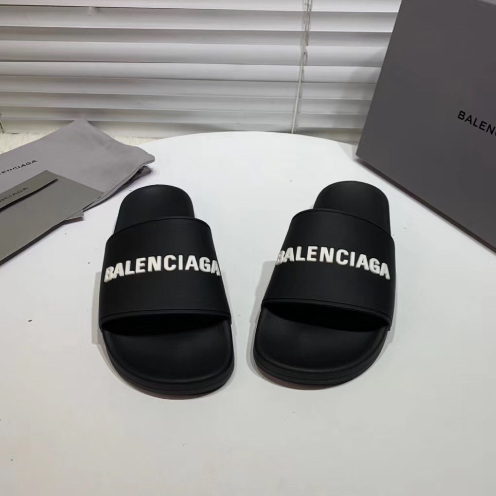 Dép Balenciaga nam siêu cấp màu đen chữ trắng DBL01