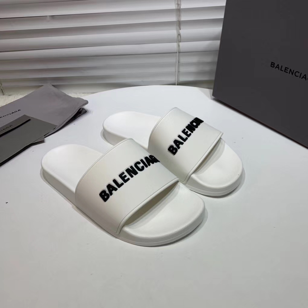 Dép Balenciaga nam siêu cấp màu trắng chữ đen DBL03