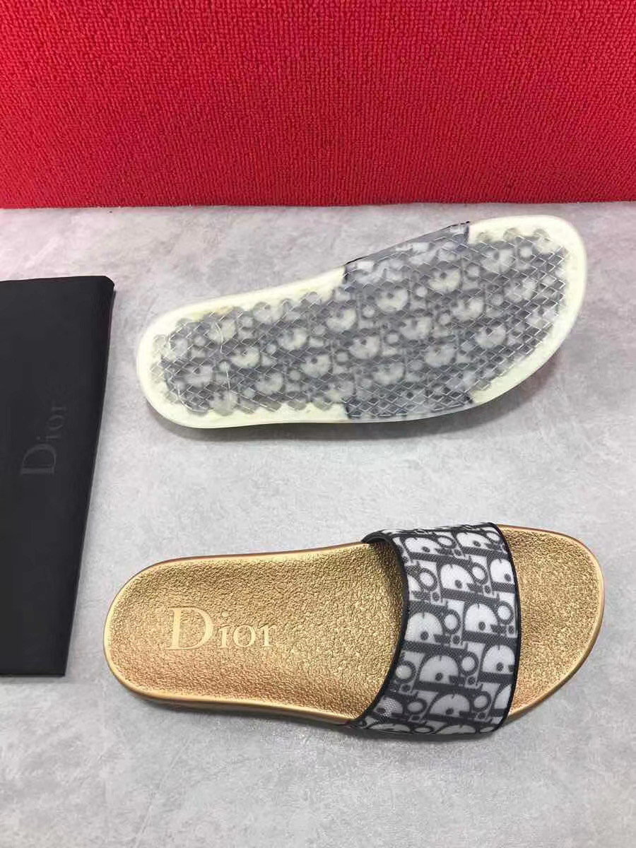 Dép Dior nam siêu cấp đế vàng quai hoạ tiết logo DDR08