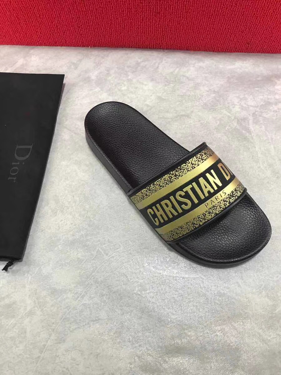 Dép Dior nam siêu cấp màu vàng bóng logo Christian Dior DDR05