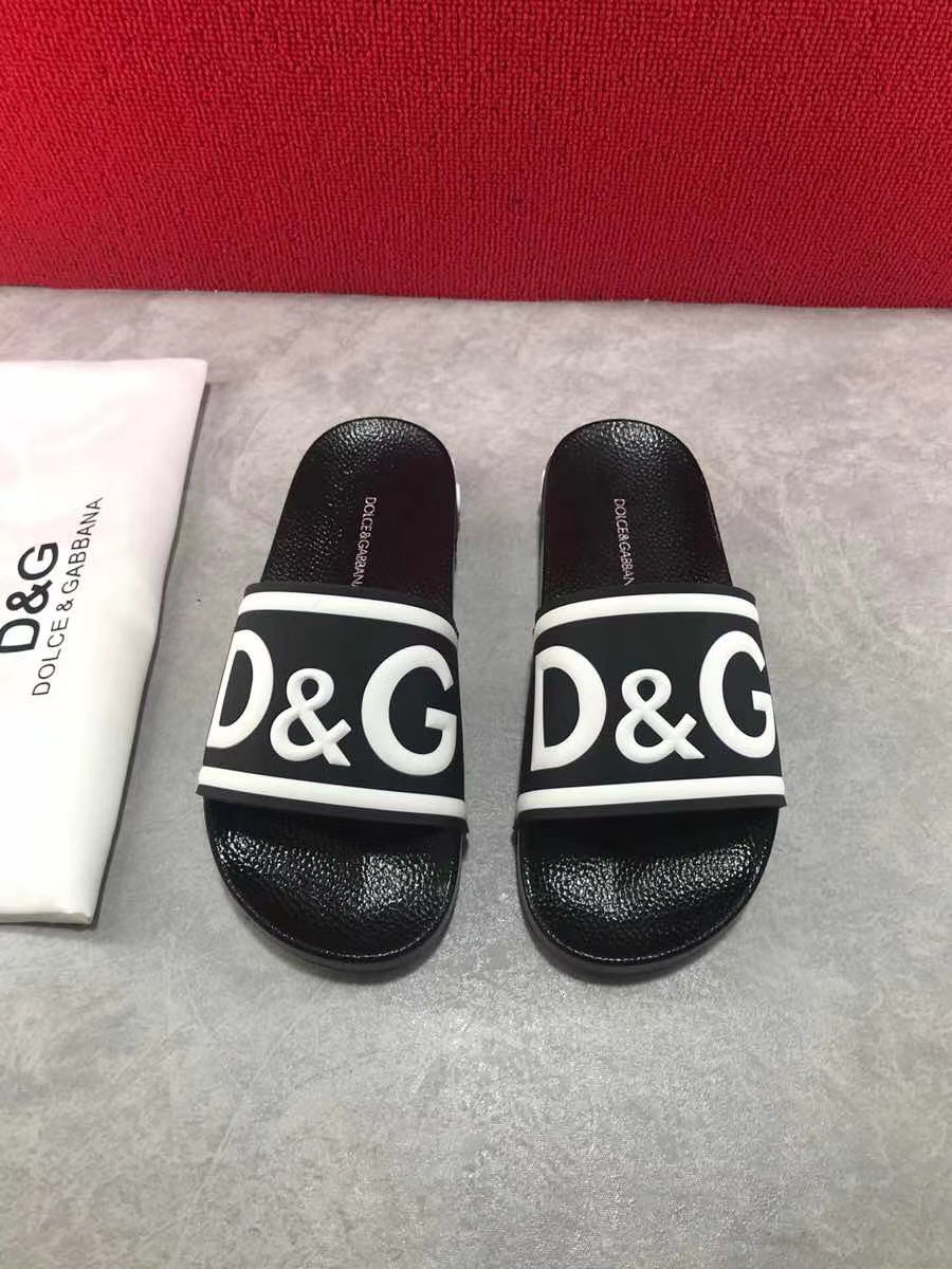 Dép Dolce nam siêu cấp màu đen hoạ tiết logo DDG05