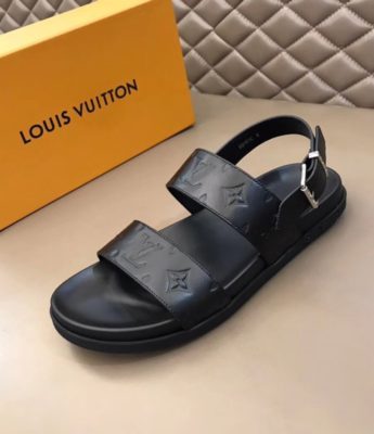 Dép Louis Vuitton nam like auth sandal hoạ tiết chìm DLV13