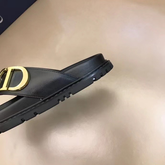 Dép Dior nam siêu cấp kẹp ngón họa tiết logo khóa lệch DDR30