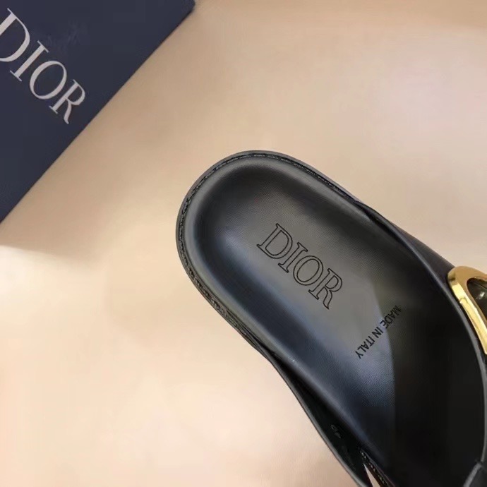 Dép Dior nam siêu cấp kẹp ngón họa tiết logo khóa lệch DDR30