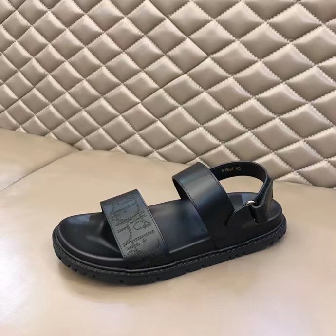 Dép Dior nam siêu cấp sandal da trơn họa tiết logo mờ DDR41
