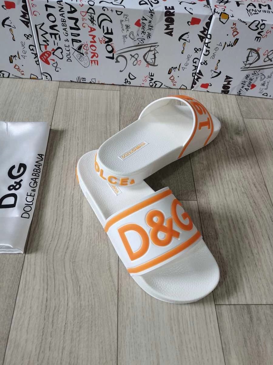 Dép Dolce nam siêu cấp quai ngang họa tiết logo màu trắng DDG07