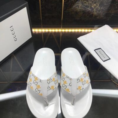 Dép Gucci nam siêu cấp kẹp ngón họa tiết ong màu trắng DGC46
