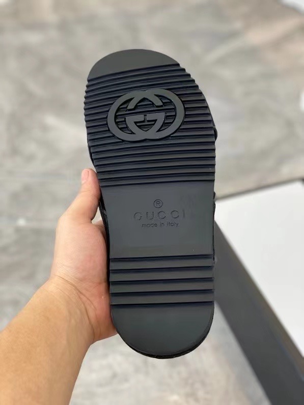 Dép Gucci nam siêu cấp quai chéo họa tiết full logo đen DGC54