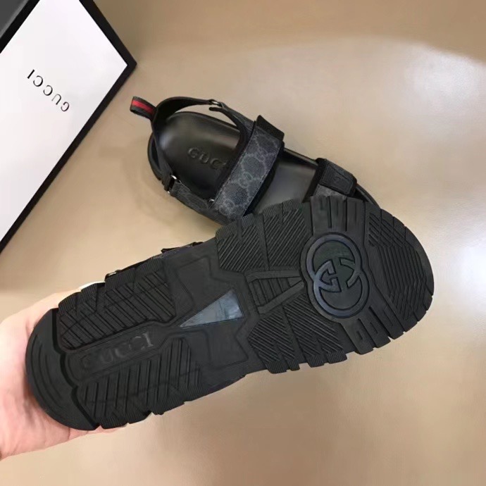 Dép Gucci nam siêu cấp sandal họa tiết logo xanh đen DGC61